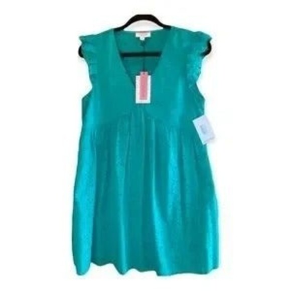 Andree by Unit Aimee Eyelet Dress - Teal Color - Size Small NWT - Picture 2 of 8